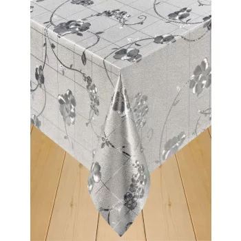   Viaszos vászon méterben 140cm széles Lux szirom virág ezüst