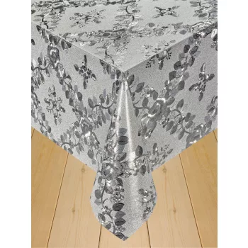   Viaszos vászon méterben 140cm széles Lux ezüst futó virág