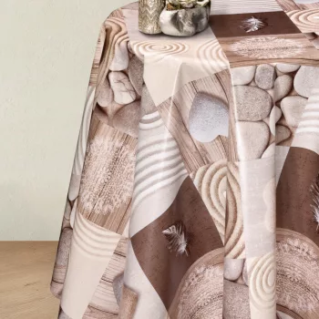   Viaszos vászon méterben 140cm széles szives kavicsos bézs