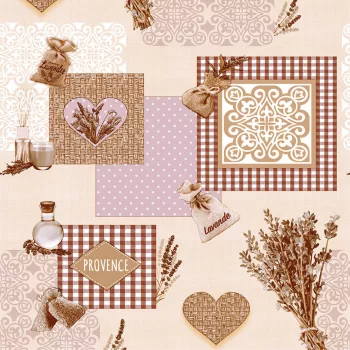   Viaszos vászon méterben 140cm széles csokor levendulás barna