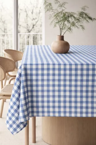 Viaszos vászon méterben 140cm kockás Troya Kék