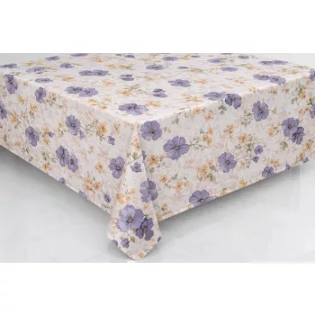 Viaszos vászon méterben 140cm széles Lila Pipacsos