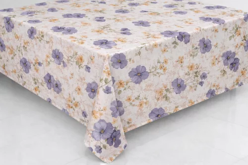 Viaszos vászon méterben 140cm széles Lila Pipacsos