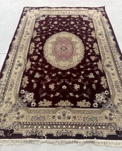 Vintage Perzsa szőnyeg (63) Kashan Új bordós 200x300cm