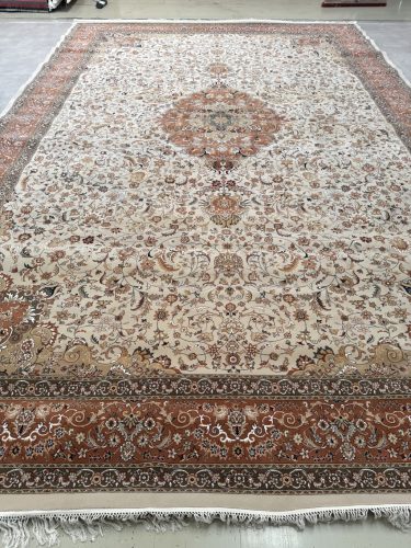 Vintage ÓRIÁS Perzsa szőnyeg Tebriz Krém-Barack 600x400cm