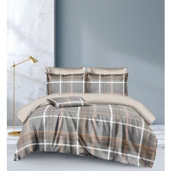 Ágyneműhuzat William szürke bézs kockás 6 részes