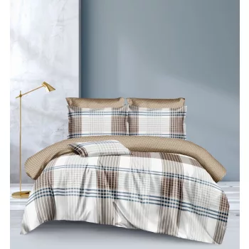 Ágyneműhuzat William krém barna csíkos 6 részes