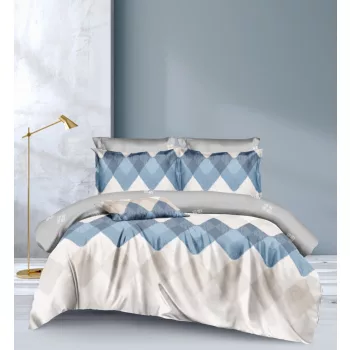 Ágyneműhuzat William krém kék rombusz 3 részes