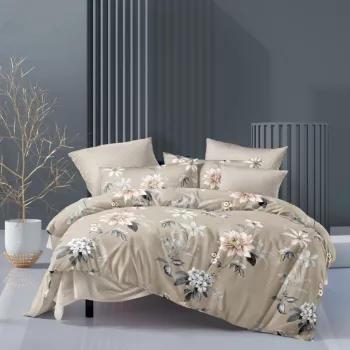 Ágyneműhuzat Zendaya bézs színes virágos 7 részes