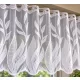 Fehér leveles mintás jacquard 55 cm magas vitrázs függöny méterben
