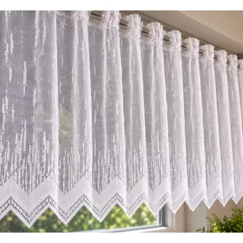   Fehér pálcika mintás jacquard 60 cm magas vitrázs függöny méterben
