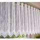 Fehér pálcika mintás jacquard 60 cm magas vitrázs függöny méterben