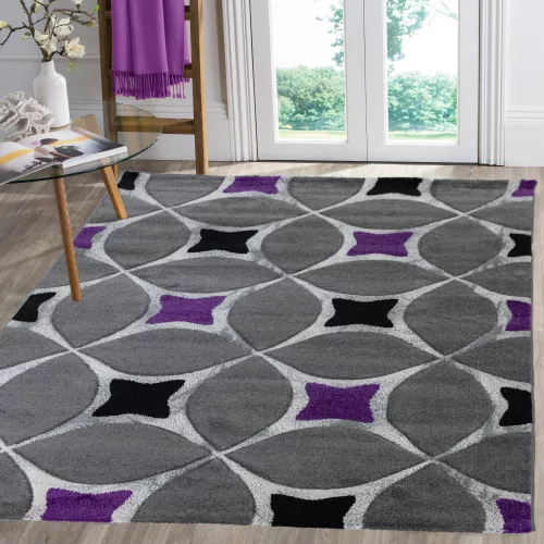 Modern szőnyeg Carneval 1207 (D.Grey-Purple) 60x110cm Lila-Szürke AKCIÓS