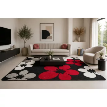 Modern Szőnyeg Margaret 307 (Black-Red) 