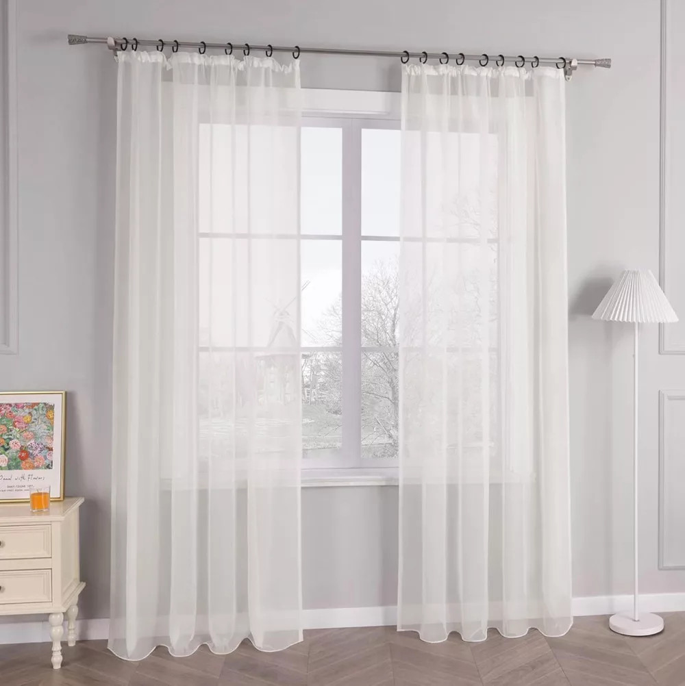 Függöny méteráru Lux Voile Damaskus 290cm magas Krém-Ekrü