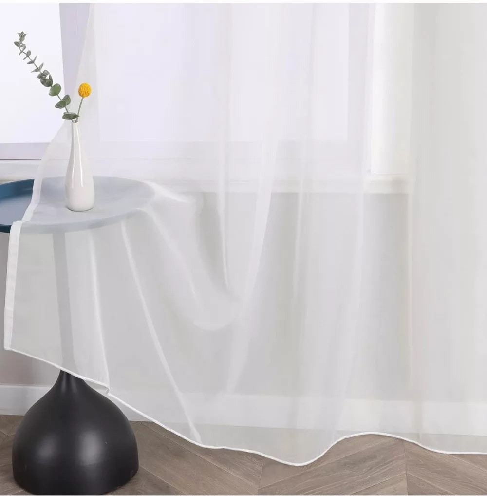 Függöny méteráru Lux Voile Damaskus 290cm magas Krém-Ekrü