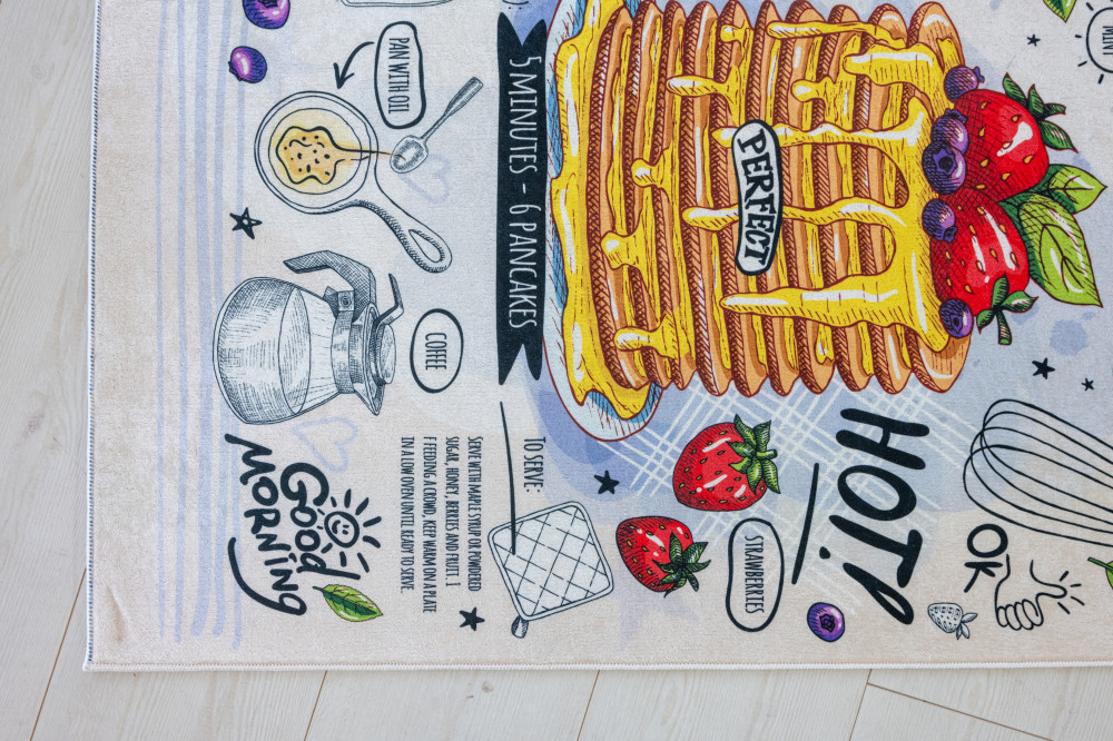 Konyhai szőnyeg Gordon 60x180cm Fehér Palacsintás