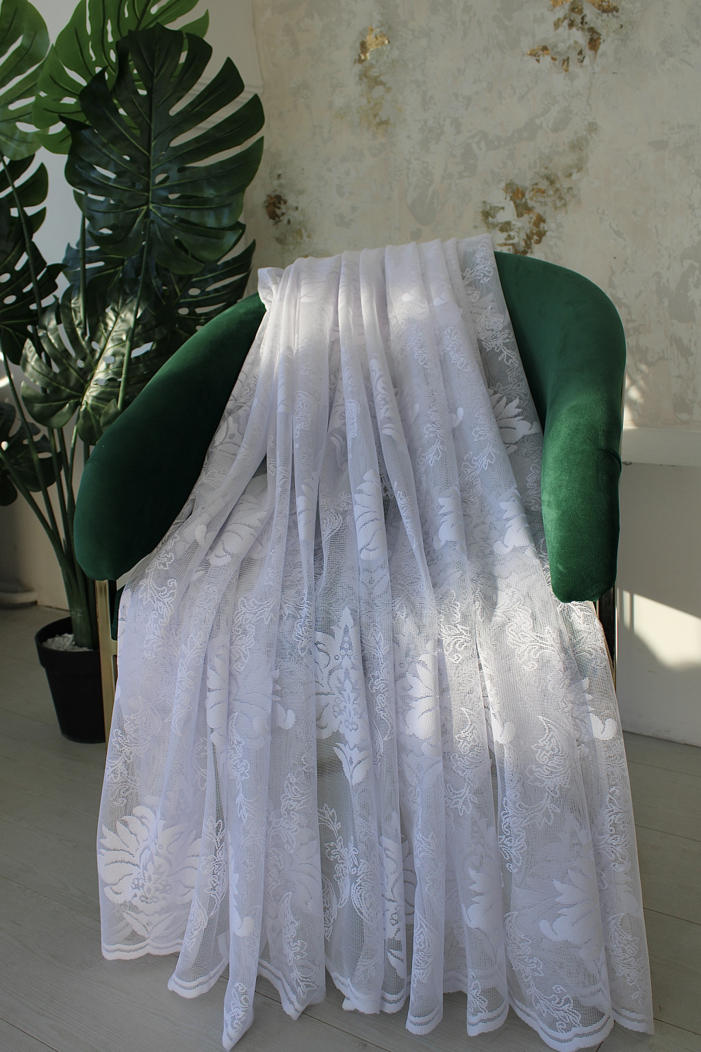 Kész függöny Jacquard fehér 21 Barok mintás 500x250cm