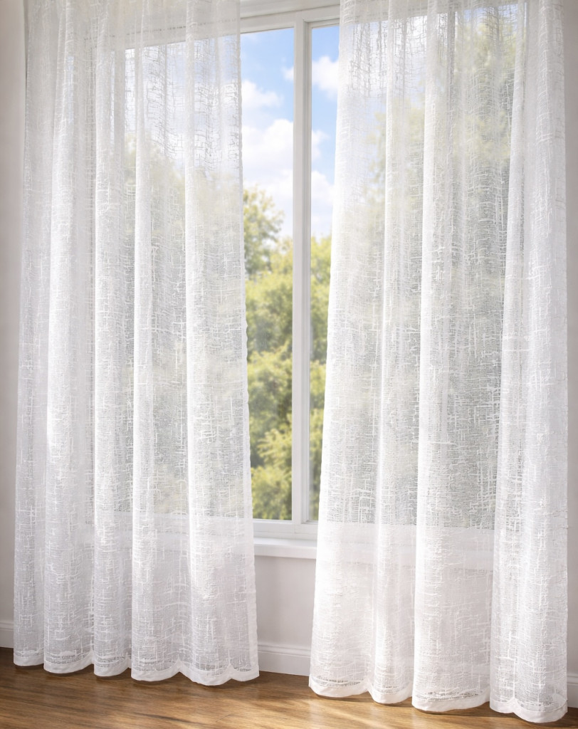 Kész függöny Jacquard fehér Pálcikás mintás 400x250cm