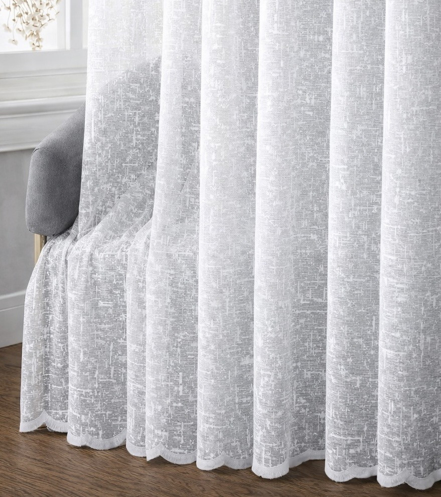 Kész függöny Jacquard fehér Pálcikás mintás 400x250cm