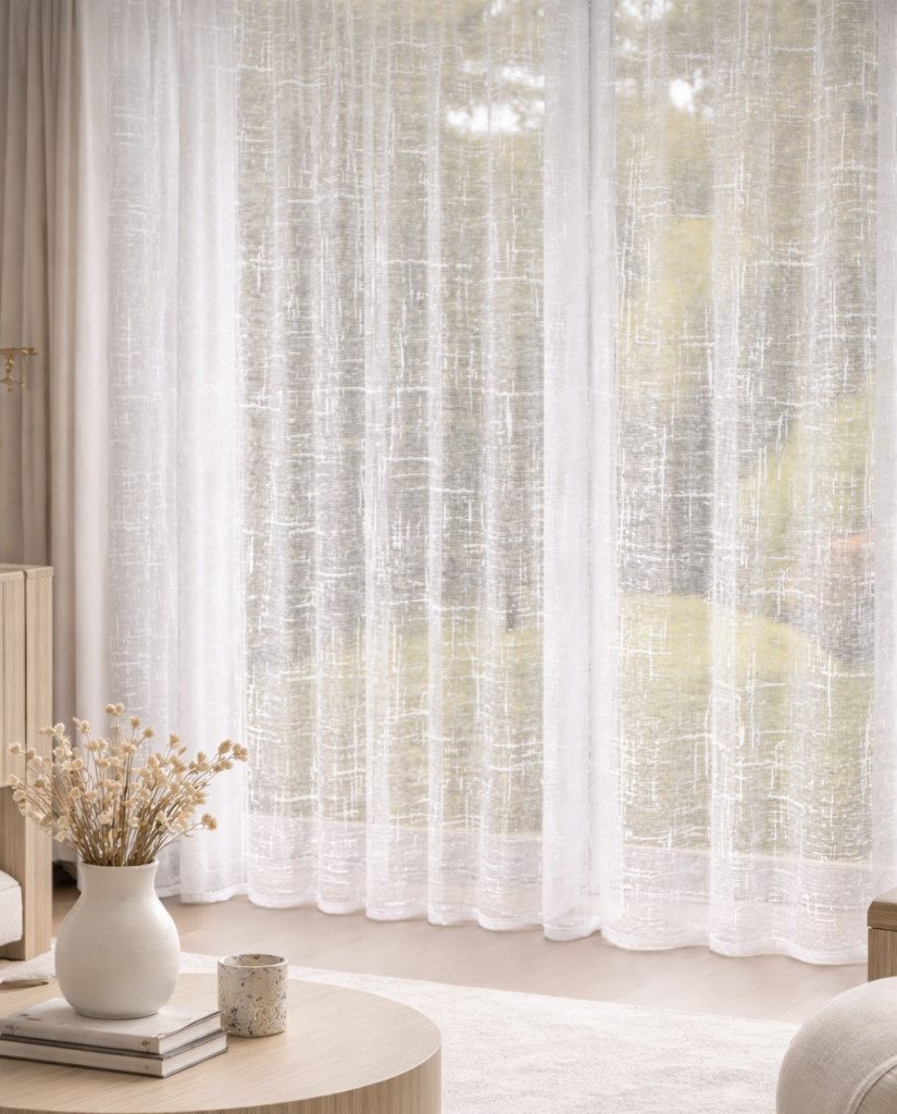Kész függöny Jacquard fehér Pálcikás mintás 400x250cm