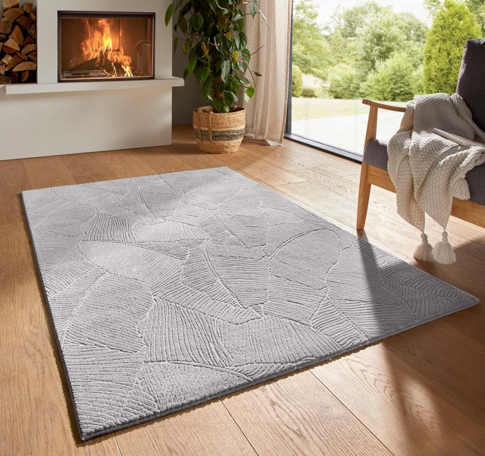 Modern szőnyeg Rio 3D Garden (Grey) 80x150cm Szürke