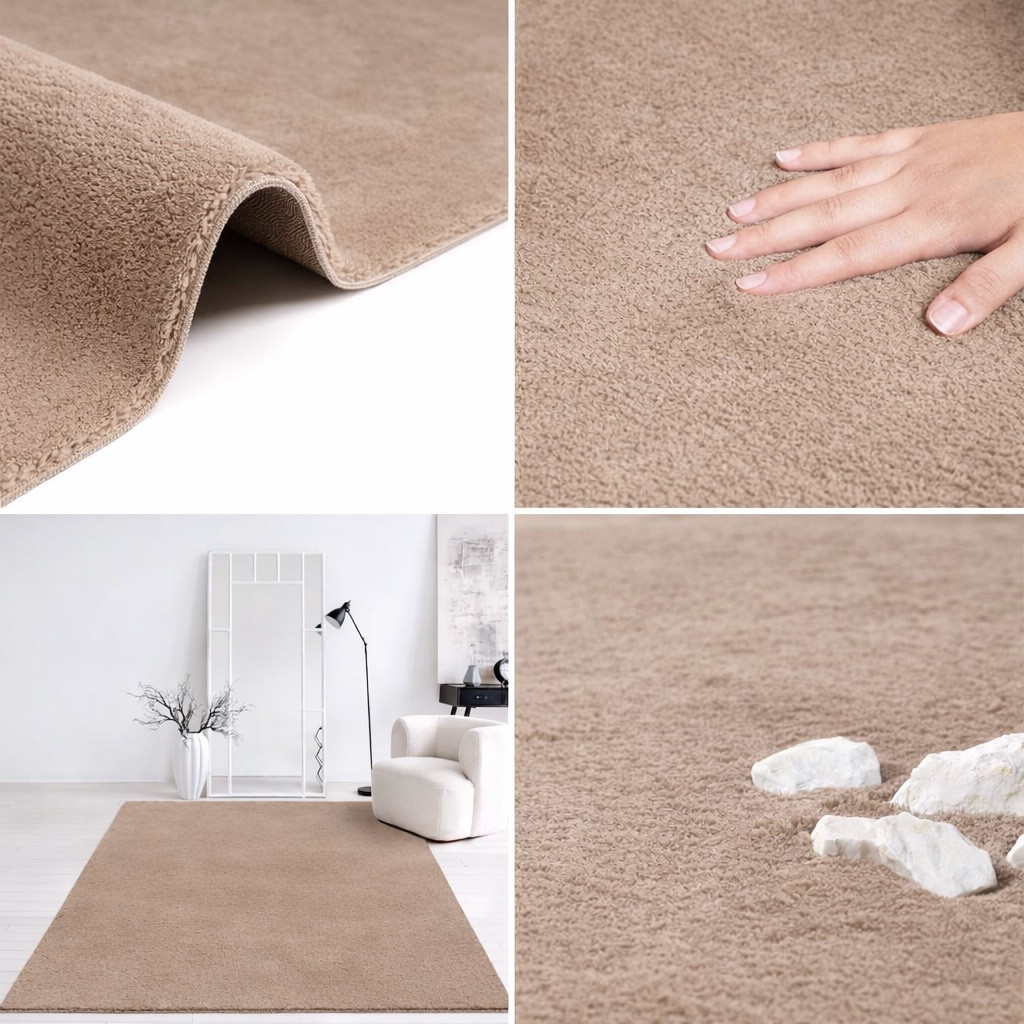 Modern szőnyeg Palm Plüss (Dark Beige) Kerek 120cm Sötét Bézs