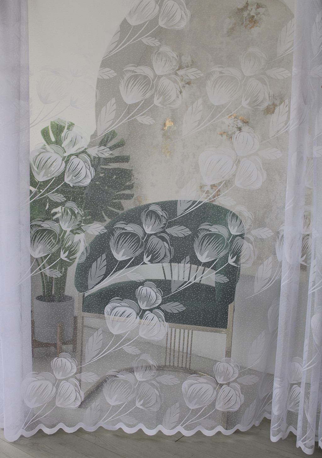 Kész függöny Scarlett fehér Pipacsos minta 500x250cm